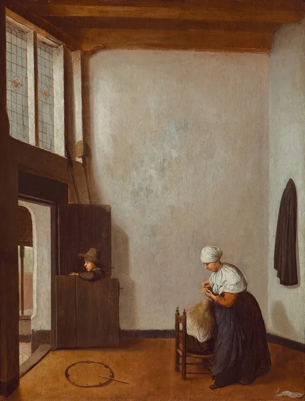 Interior With A Woman Combing A Little Girls Hair Wall Art by Jacob Vrel - High-Resolution Digital Print