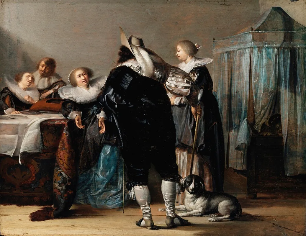 Interior With Figures Wall Art by Pieter Codde - High-Resolution Digital Print
