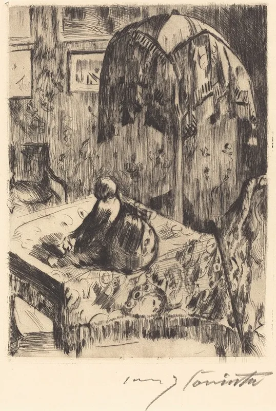 Interior With Floor Lamp Interieur Mit Stehlampe Wall Art by Lovis Corinth - High-Resolution Digital Print