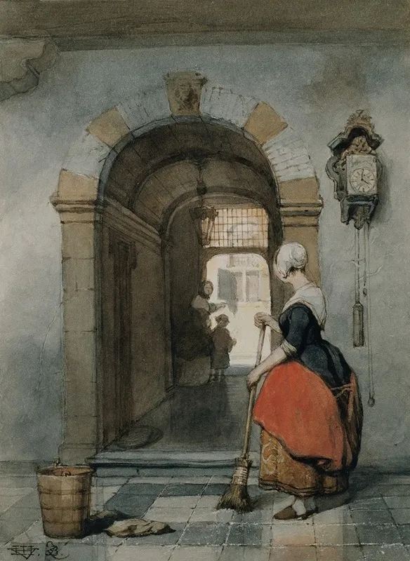 Interior With Servant Wall Art by Hubertus van Hove - High-Resolution Digital Print