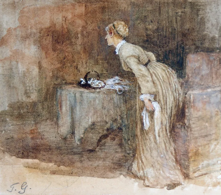 Interior Woman Rising From Chair Wall Art by Henry Towneley Green - High-Resolution Digital Print