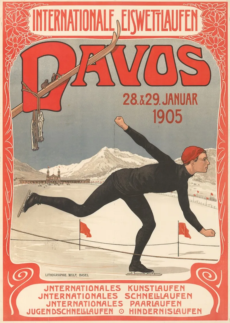 Internationale Eiswettlaufen Davos Wall Art by Walther Koch - High-Resolution Digital Print