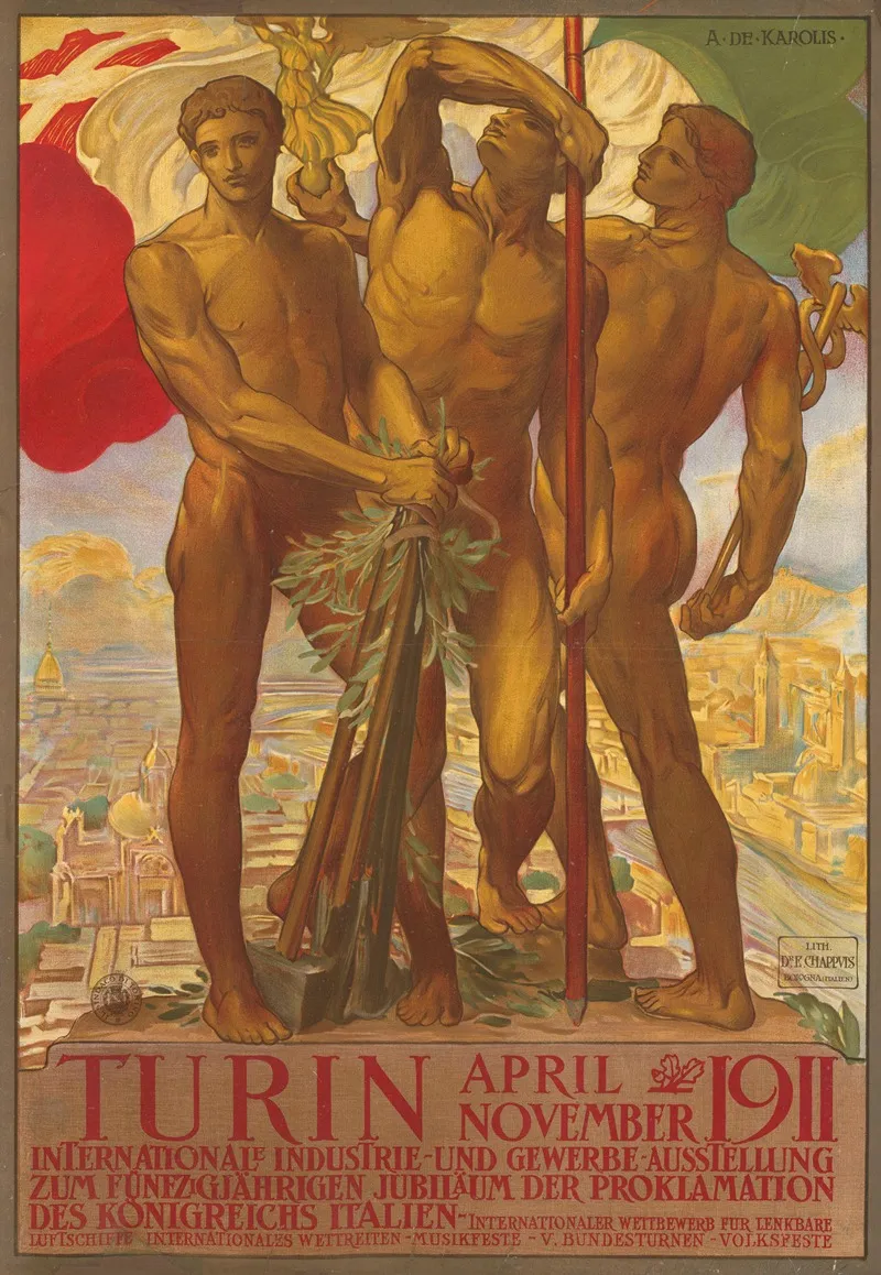 Internationale Industrie Und Gewerbeausstellung Zum Funfzigjahrigen Jubilaum Der Proklamation Des Konigreichs Italien Wall Art by Adolfo De Carolis - High-Resolution Digital Print
