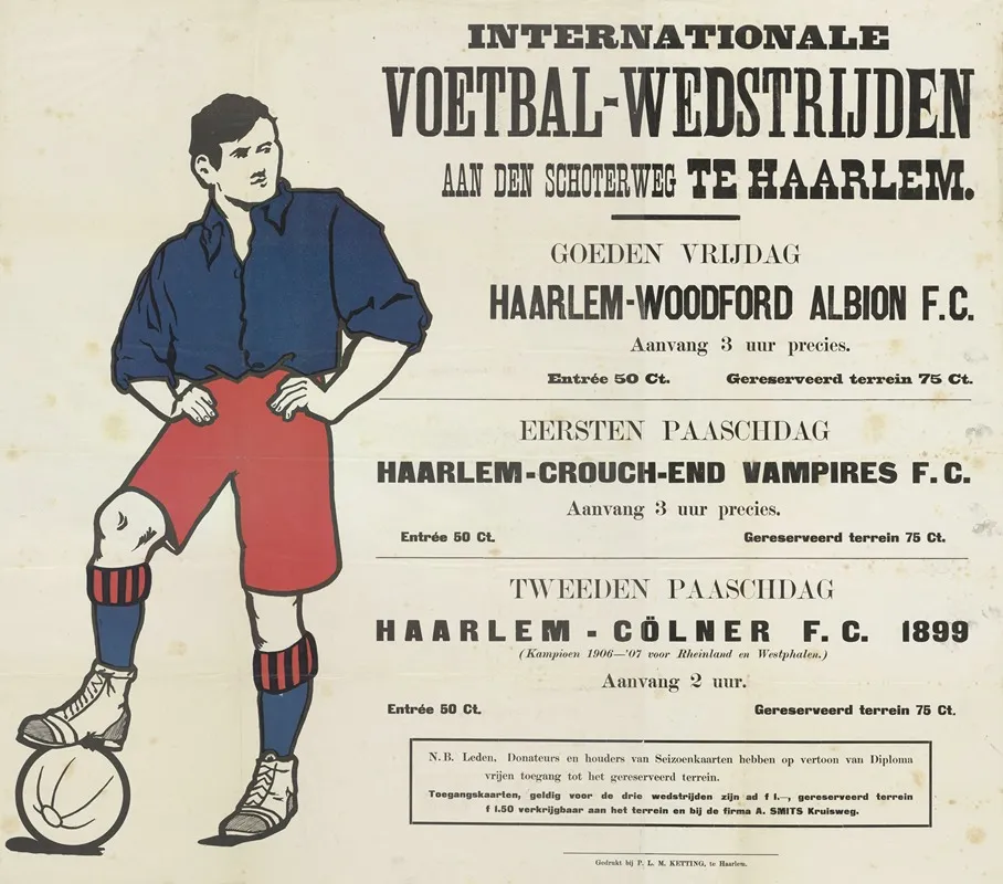 Internationale Voetbal Wedstrijden Aan Den Schoterweg Te Haarlem Wall Art by P.L.M. Ketting - High-Resolution Digital Print