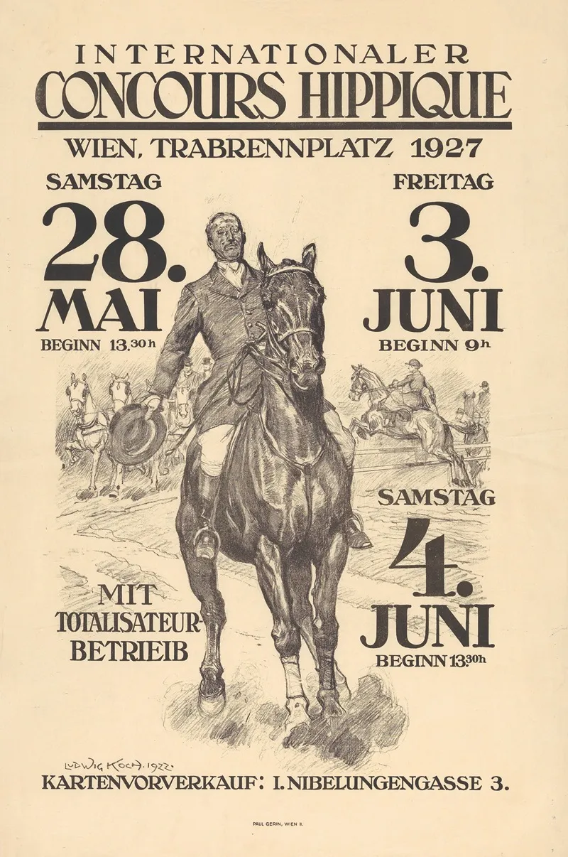 Internationaler Concours Hippique Am Trabrennplatz Im Prater Wall Art by Ludwig Koch - High-Resolution Digital Print