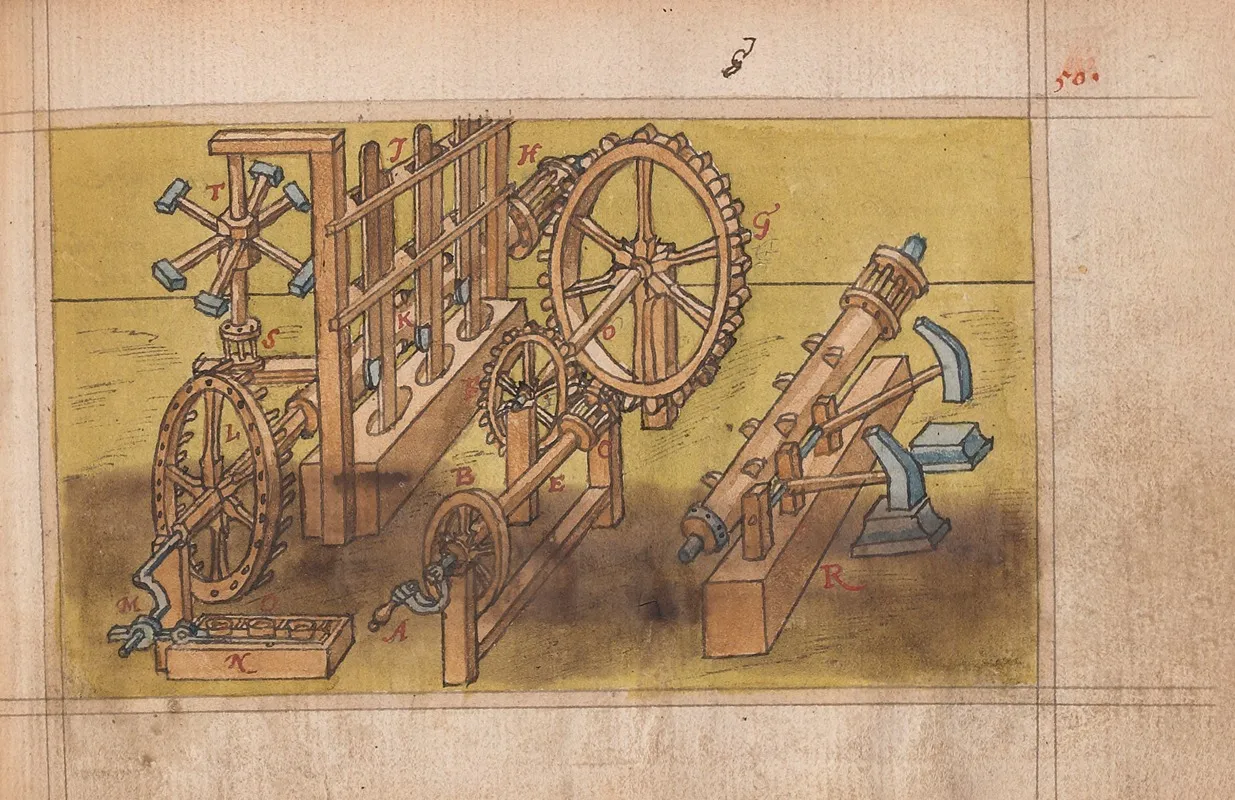 Inventions Of Military Machines And Other Devices Pl 49 Wall Art by Ralph Rabbards - High-Resolution Digital Print
