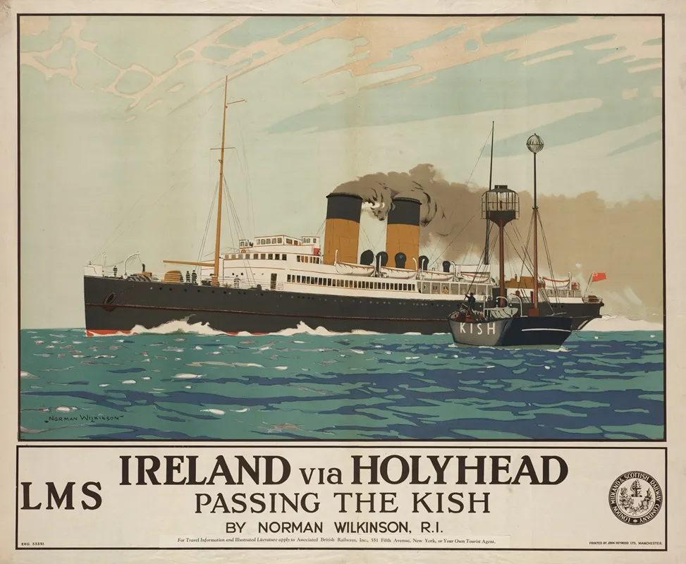 Ireland Via Holyhead Passing The Kish Wall Art by Norman Wilkinson - High-Resolution Digital Print