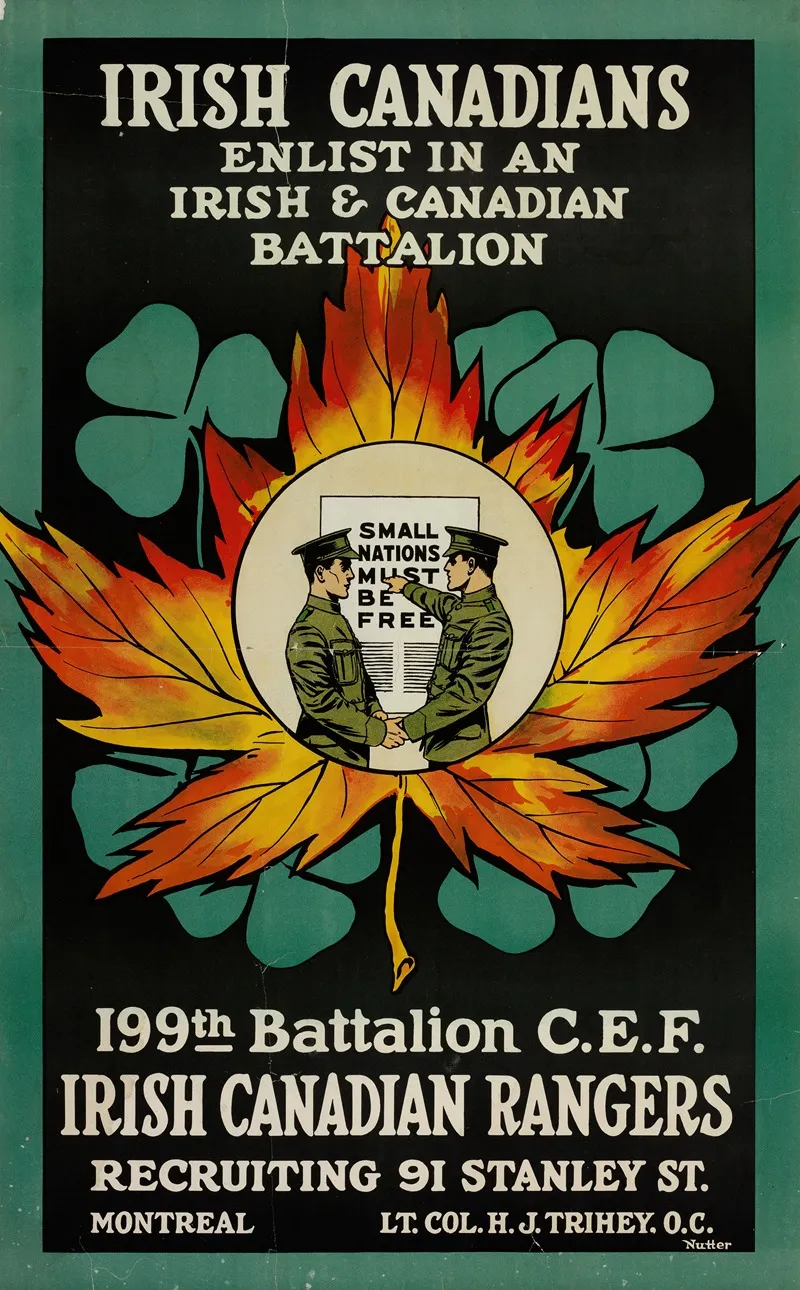 Irish Canadians Enlist In An Irish And Canadian Battalion Wall Art by Anonymous - High-Resolution Digital Print