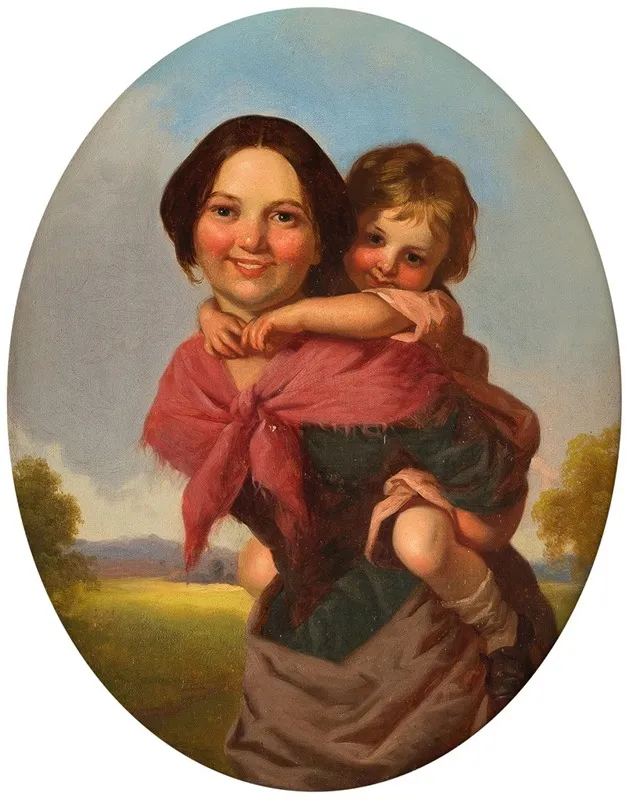 Irish Girl And Child Wall Art by William Gillard - High-Resolution Digital Print