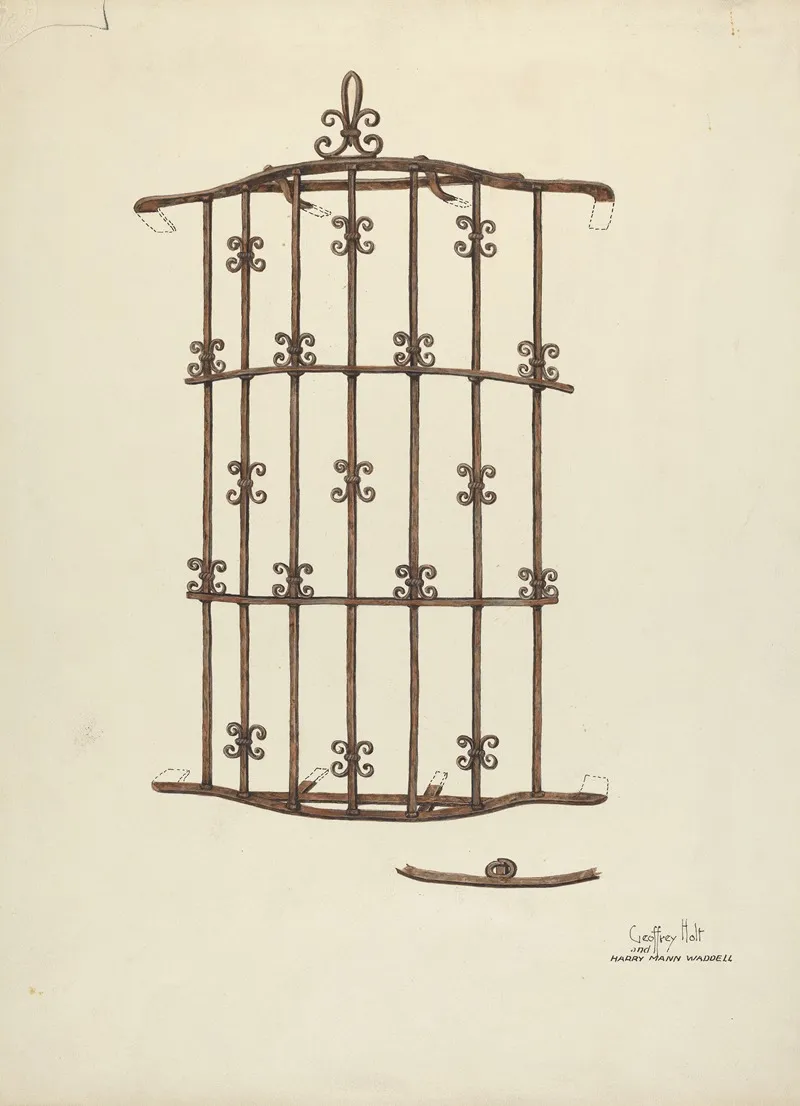 Iron Window Grille Wall Art by Geoffrey Holt and Harry Mann Waddell - High-Resolution Digital Print