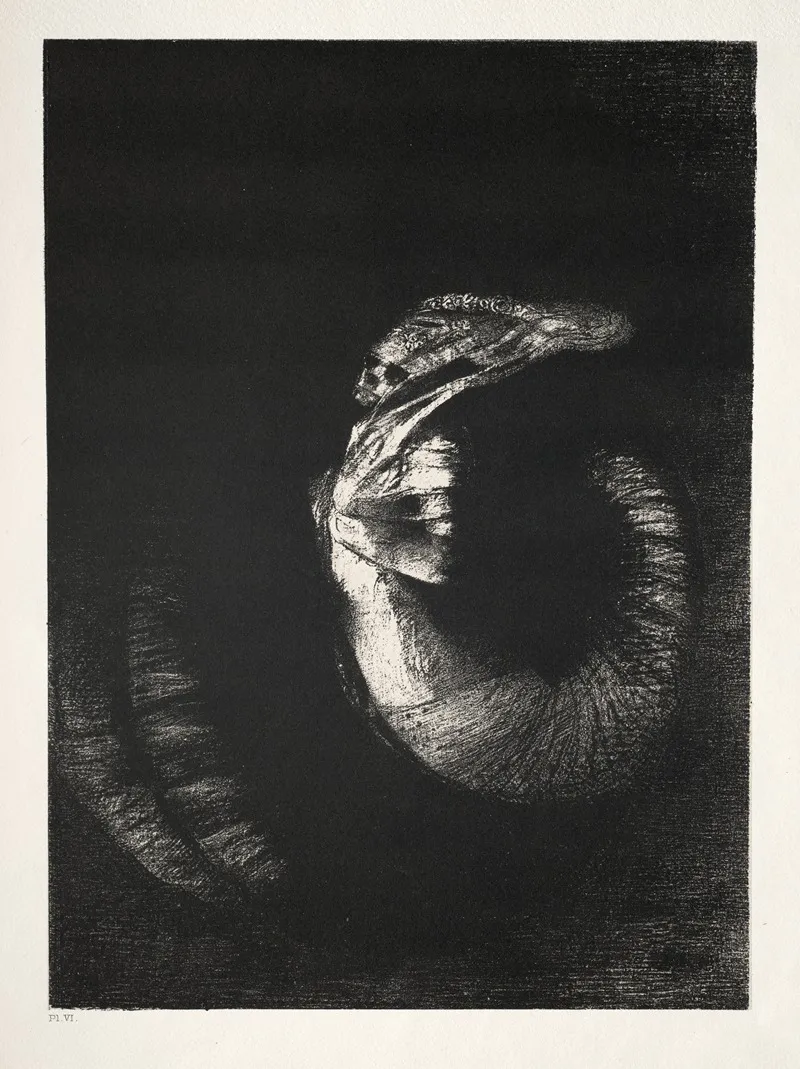 It Is A Skull Wreathed With Roses It Dominates A Womans Torso Of Pearly Whiteness Wall Art by Odilon Redon - High-Resolution Digital Print