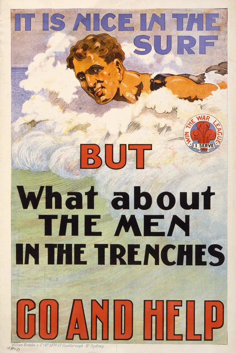 It Is Nice In The Surf But What About The Men In The Trenches Go And Help Wall Art by David Henry Souter - High-Resolution Digital Print