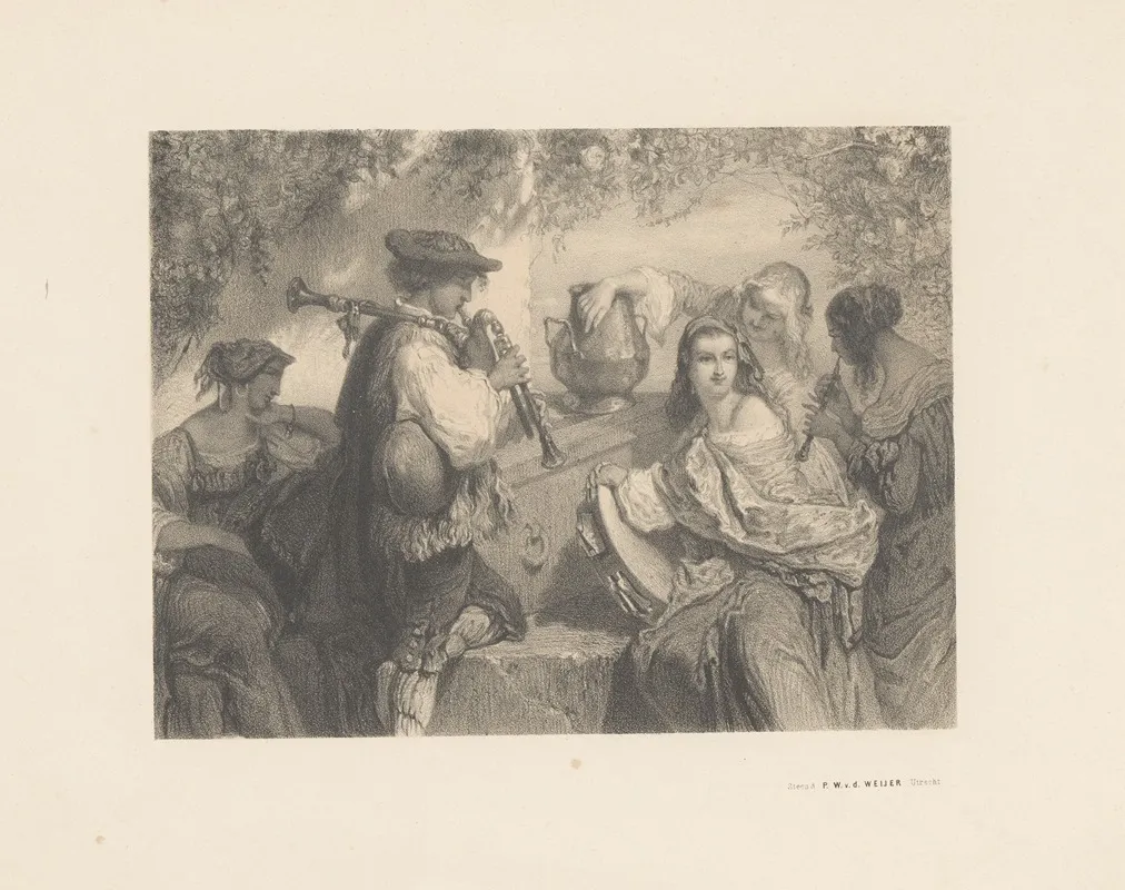 Italiaanse Muzikanten Bij Een Doodskist Wall Art by Pieter Wilhelmus van de Weijer - High-Resolution Digital Print