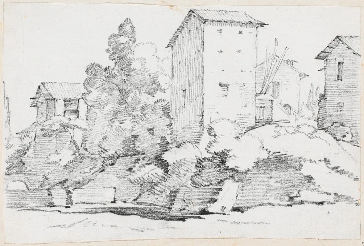 Italian Farm Buildings By A Stream
