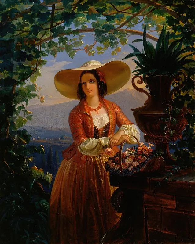 Italian Flower Girl Wall Art by Robert Wilhelm Ekman - High-Resolution Digital Print