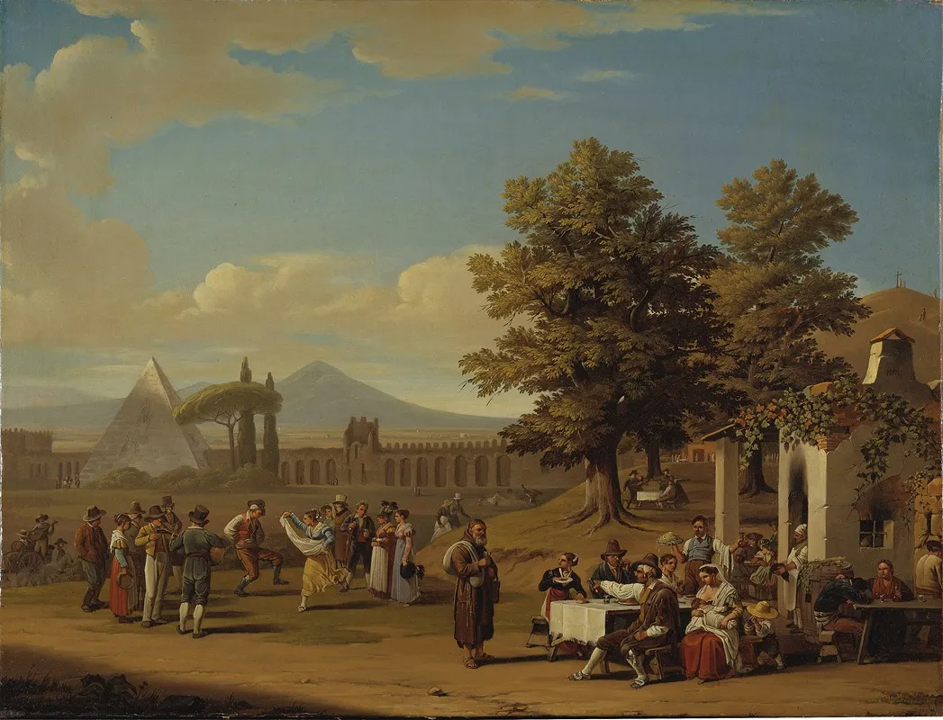 Italian Harvest Festival At Monte Testaccio Near Rome Wall Art by Hjalmar Mörner - High-Resolution Digital Print