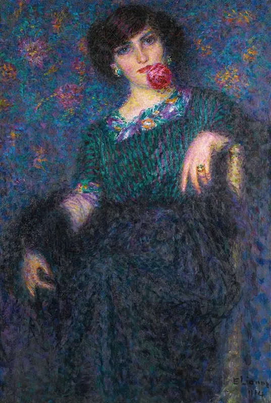 Italian Lady With A Rose Wall Art by Enrico della Leonessa - High-Resolution Digital Print
