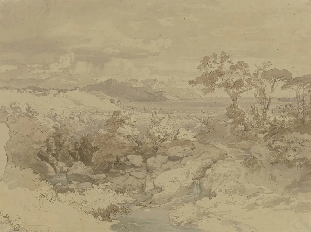 Italian Landscape 54 Wall Art by Eduard Wilhelm Pose - High-Resolution Digital Print