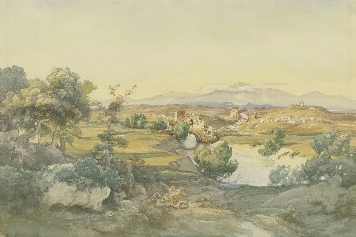 Italian Landscape 58 Wall Art by Eduard Wilhelm Pose - High-Resolution Digital Print
