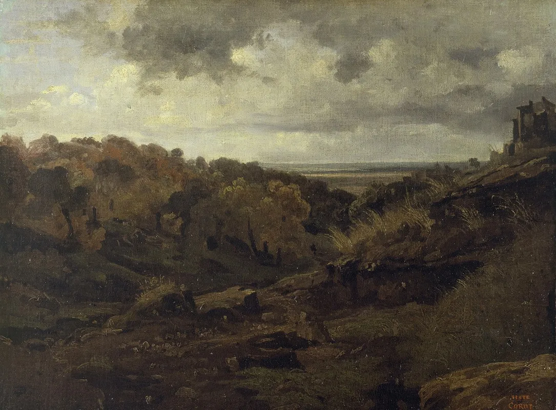 Italian Landscape Near Marino In Autumn Wall Art by Jean-Baptiste-Camille Corot - High-Resolution Digital Print