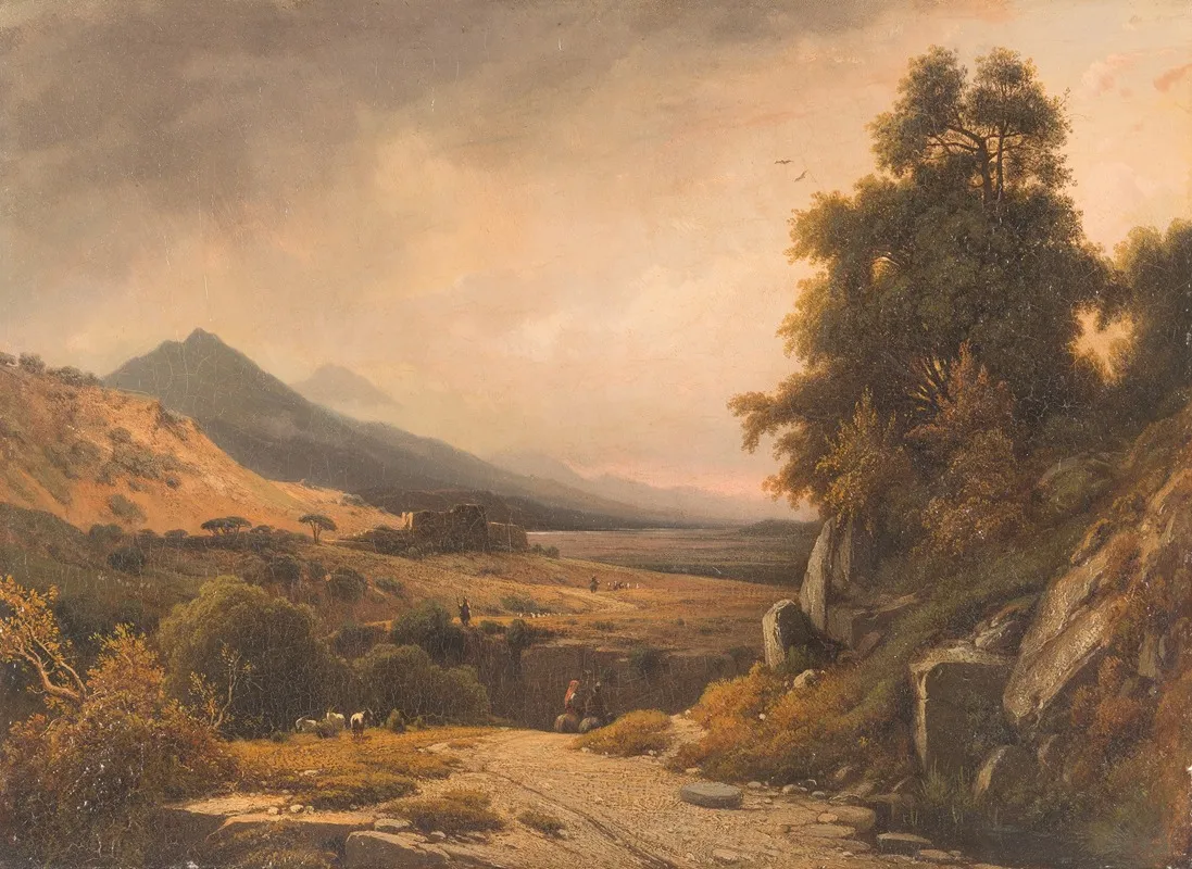 Italian Landscape With Decorative Figures Wall Art by Louis Auguste Lapito - High-Resolution Digital Print