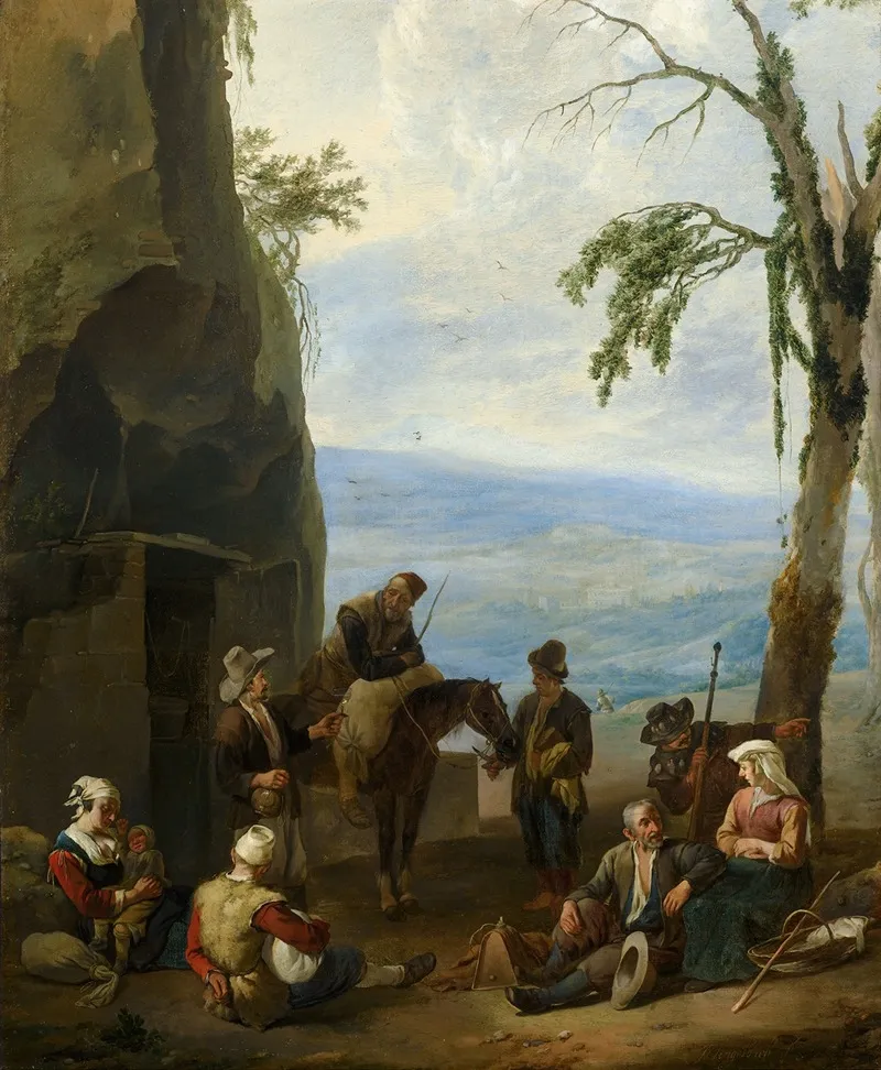 Italian Landscape With Resting Peasants