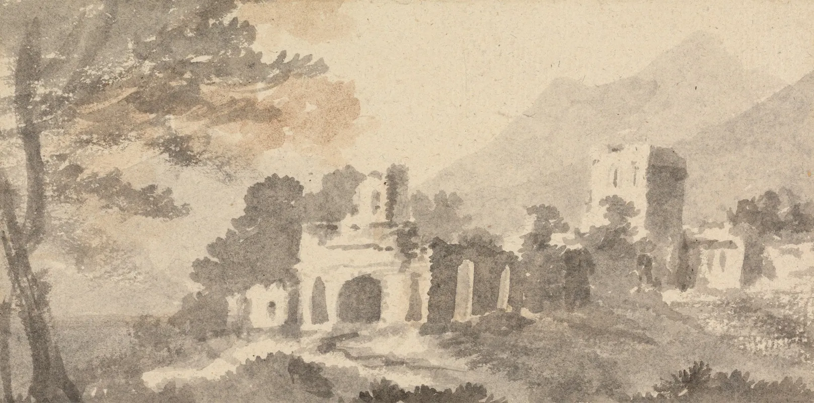 Italian Landscape With Ruined Castle Wall Art by William Taverner - High-Resolution Digital Print