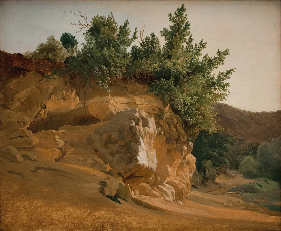 Italian Mountain Landscape With Overgrown Rock Probably Near Olevano Wall Art by Fritz Petzholdt - High-Resolution Digital Print