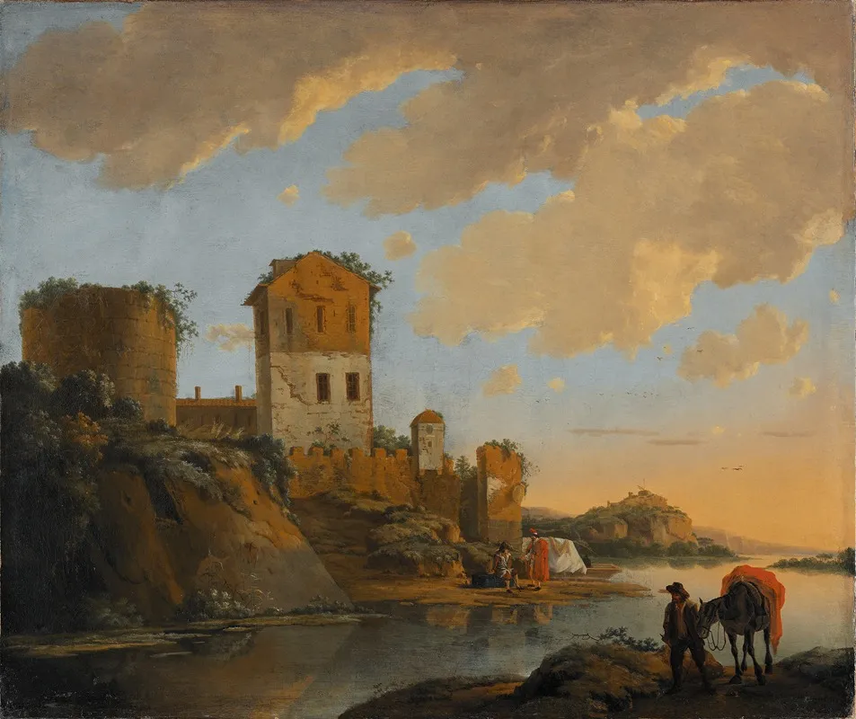 Italian River Landscape With Ruins Wall Art by Horatius de Hooch - High-Resolution Digital Print