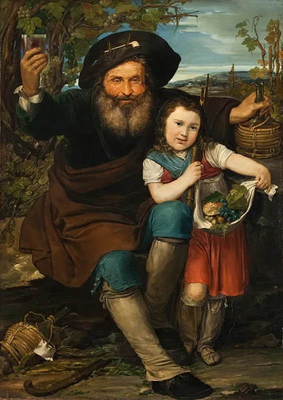 Italian Winegrower And His Daughter Wall Art by Francesco Baratta - High-Resolution Digital Print