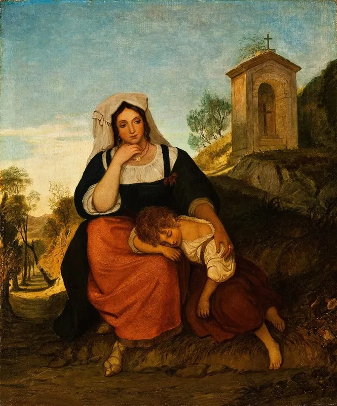 Italian Woman And Her Daughter Wall Art by Joseph Severn - High-Resolution Digital Print