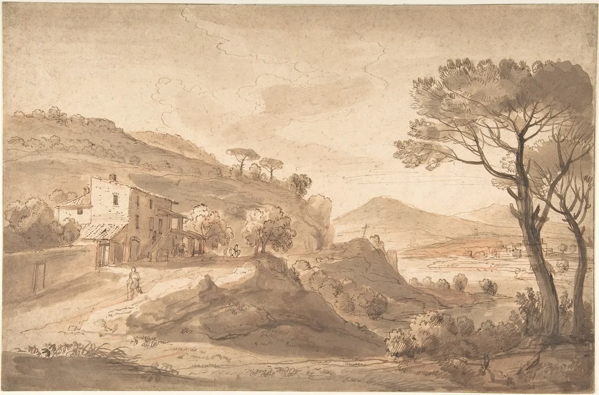 Italianate River Landscape With An Inn