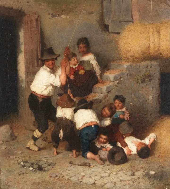 Italienische Bauernfamilie Beim Einlagern Des Heus Wall Art by Otto Brandt - High-Resolution Digital Print