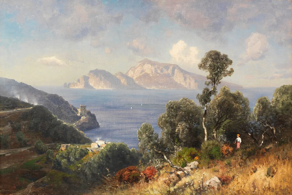 Italienische Kustenlandschaft Mit Blick Auf Capri
