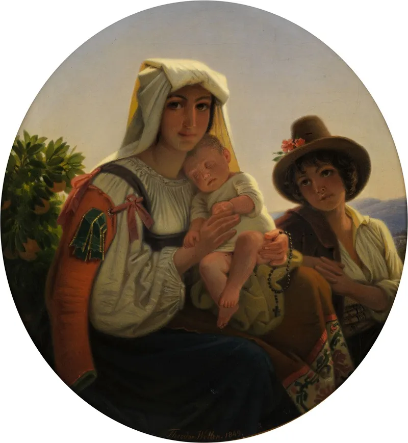 Italienische Mutter Mit Kindern Wall Art by Theodor Weller - High-Resolution Digital Print
