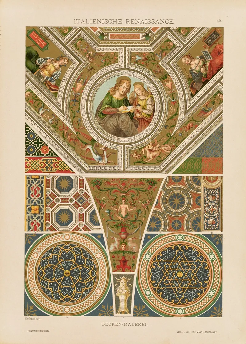 Italienische Renaissance Decken Malerei Wall Art by Heinrich Dolmetsch - High-Resolution Digital Print