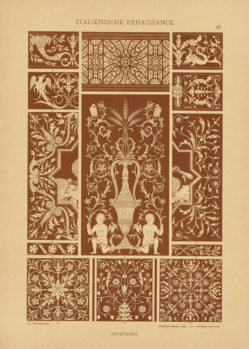 Italienische Renaissance Intarsien Wall Art by Heinrich Dolmetsch - High-Resolution Digital Print
