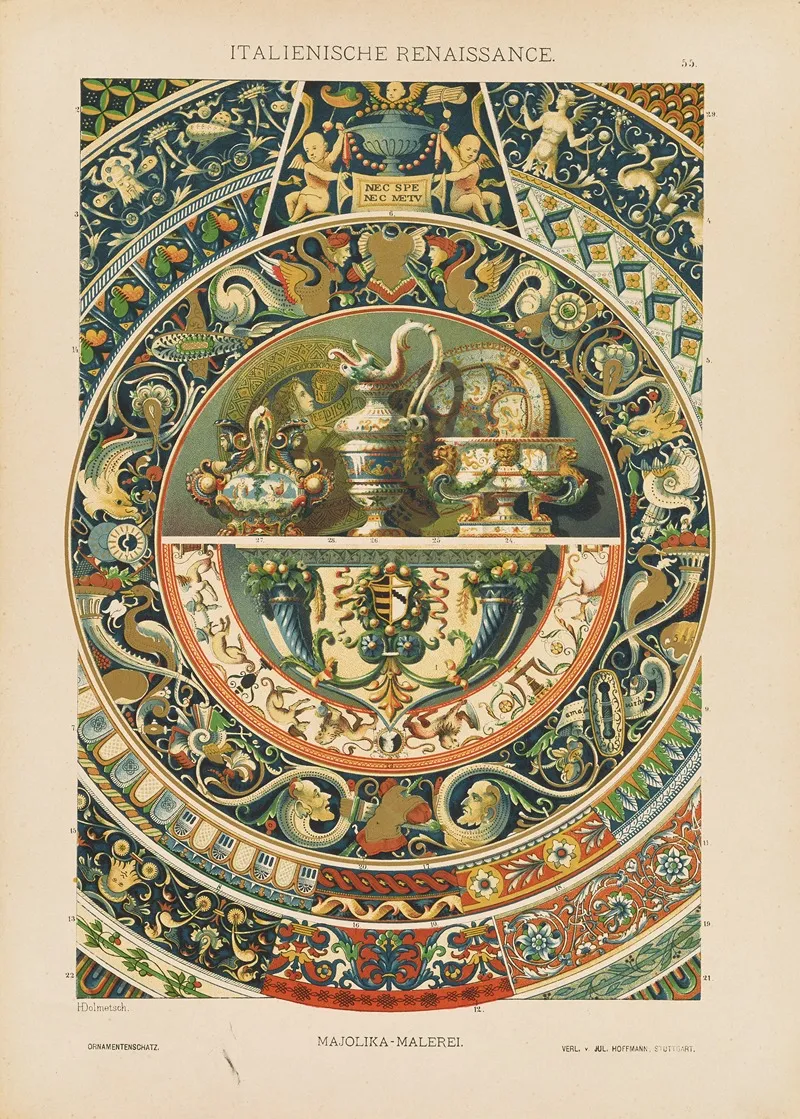 Italienische Renaissance Majolika Malerei Wall Art by Heinrich Dolmetsch - High-Resolution Digital Print