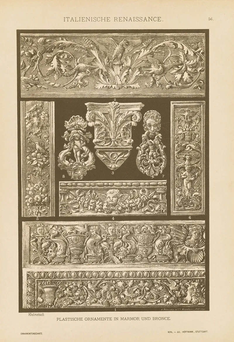 Italienische Renaissance Plastische Ornamente In Marmor Und Bronze Wall Art by Heinrich Dolmetsch - High-Resolution Digital Print