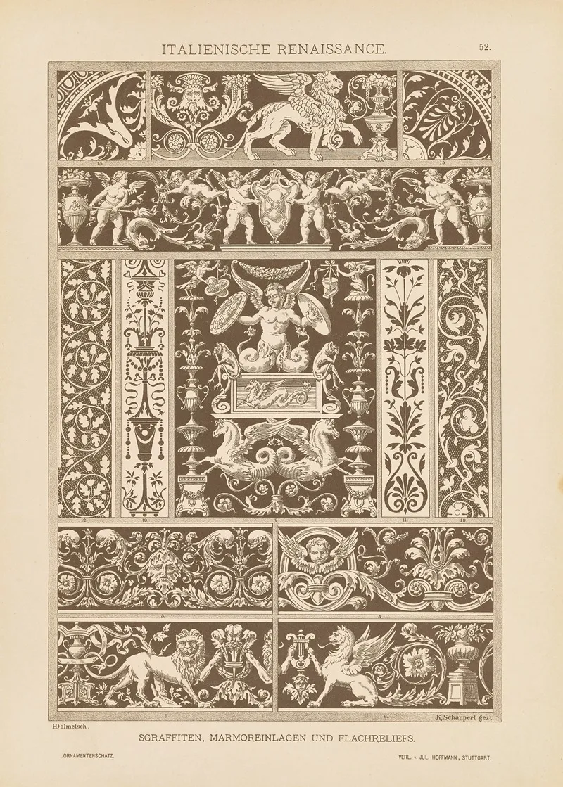 Italienische Renaissance Sgraffiten Marmoreinlagen Und Flachreliefs Wall Art by Heinrich Dolmetsch - High-Resolution Digital Print