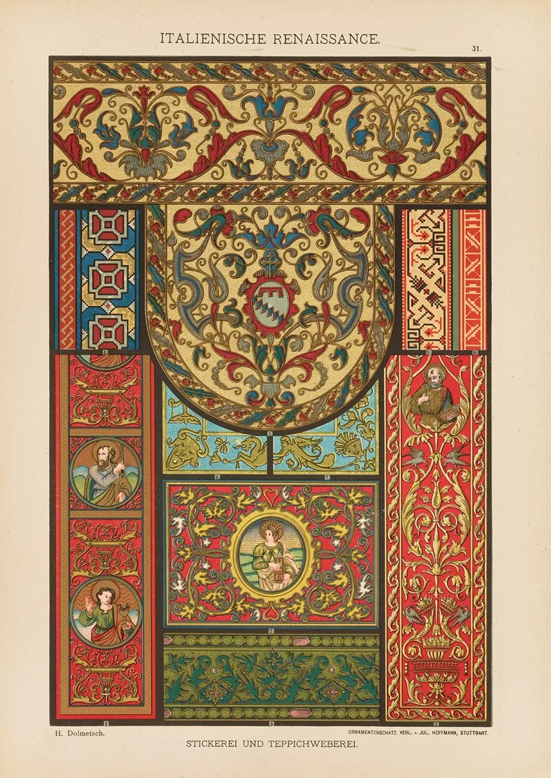 Italienische Renaissance Stickerei Und Teppichweberei Wall Art by Heinrich Dolmetsch - High-Resolution Digital Print