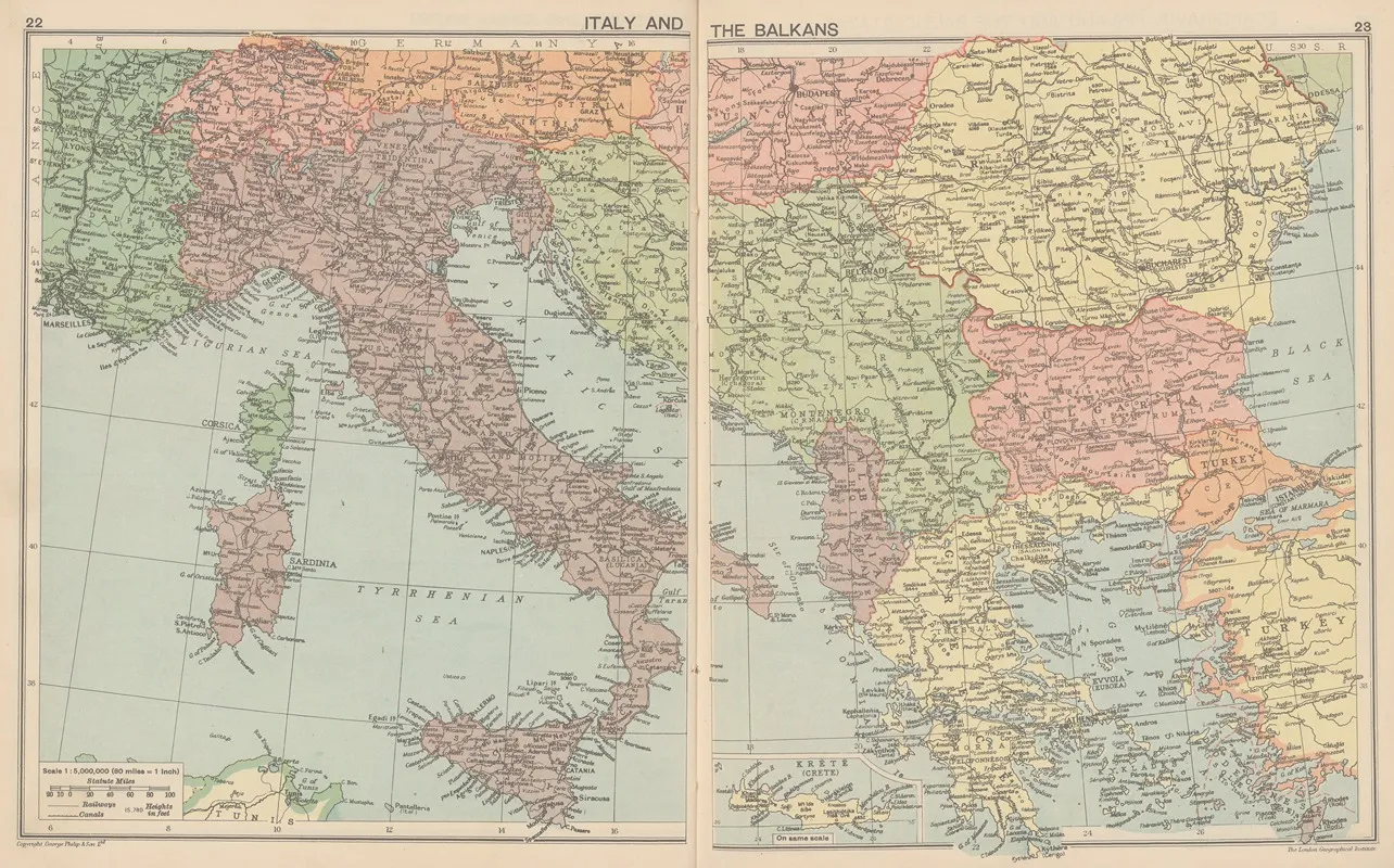 Italy And the balkans Wall Art by London Geographical Institute - High-Resolution Digital Print