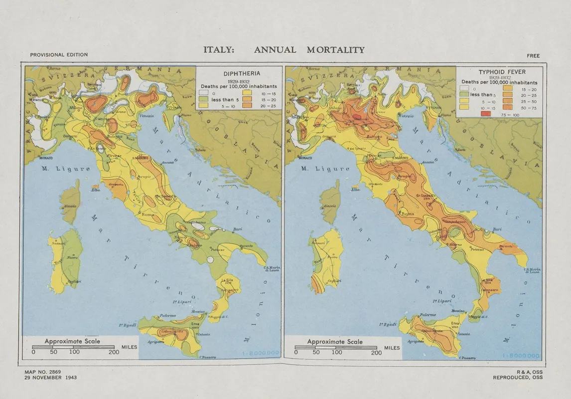 Italy Annual Mortality Wall Art by Office of Strategic Services - High-Resolution Digital Print