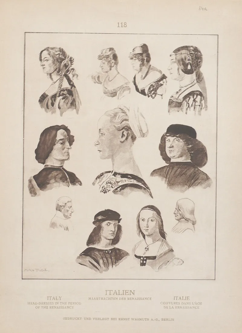 Italy Head Dresses In The Period Of The Renaissance Wall Art by Adolf Rosenberg - High-Resolution Digital Print