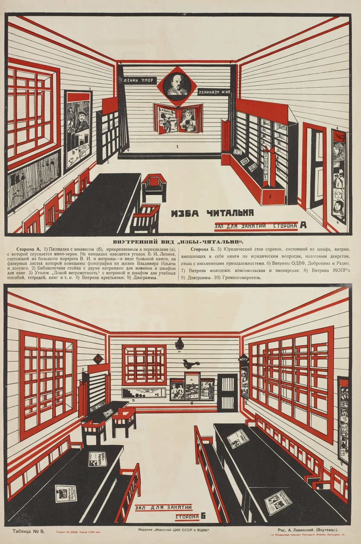 Izba Chitalnia Vnutrennii Vid Izby Chitalni Ris A Levinskii Tablitsa No 9 Wall Art by I͡Akov Aleksandrovich Tugendkholʹd - High-Resolution Digital Print