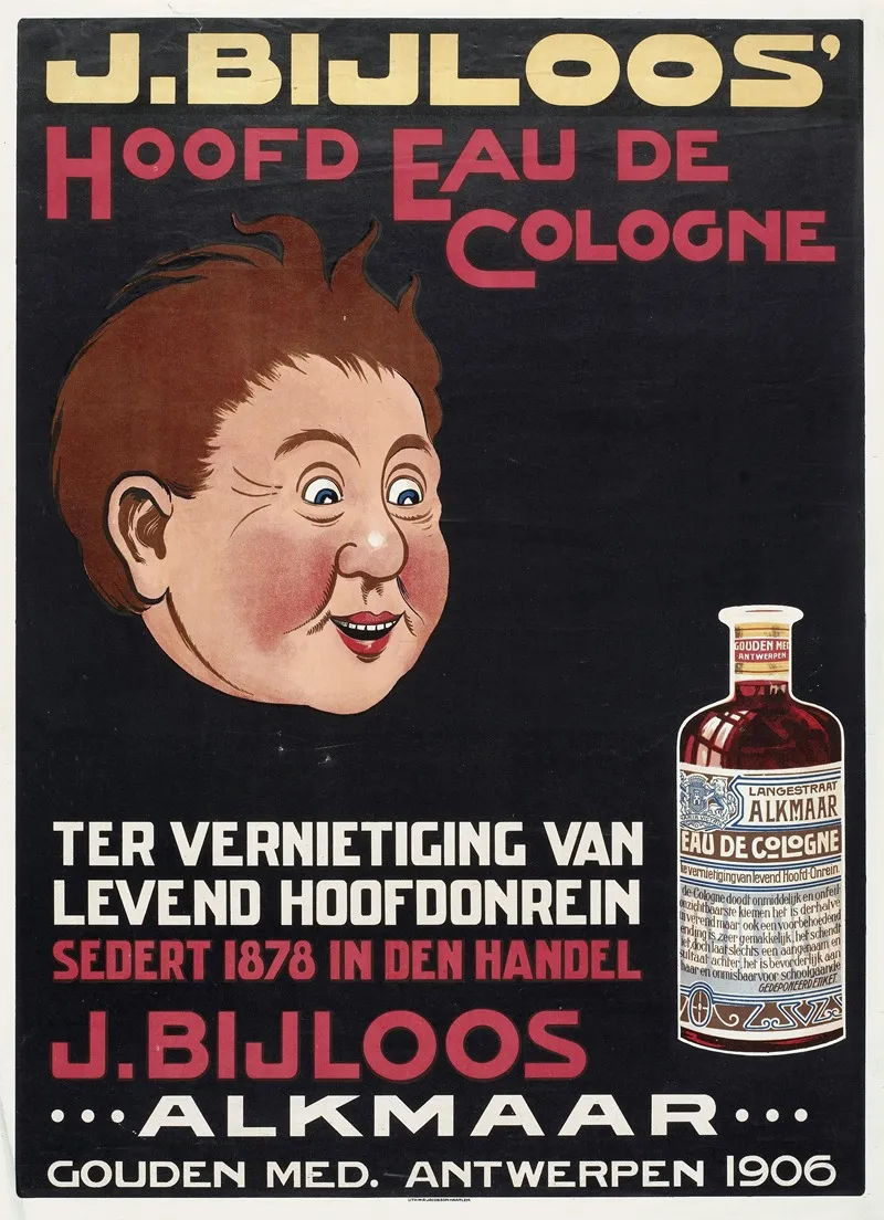 J Bijloos Hoofd Eau De Cologne Ter Vernietiging Van Levend Hoofdonrein J Bijloos Alkmaar Gouden Med Antwerpen 1906