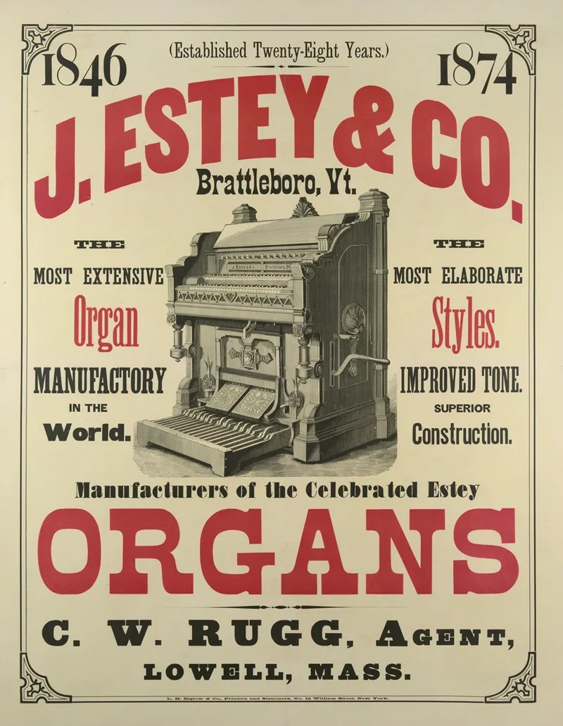 J Estey Co Wall Art by L.H. Biglow &amp; Co - High-Resolution Digital Print