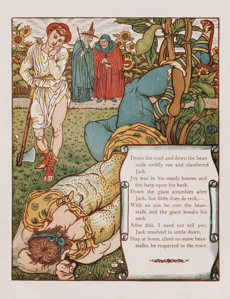 Jack And The Bean Stalk Pl 8 Wall Art by Walter Crane - High-Resolution Digital Print
