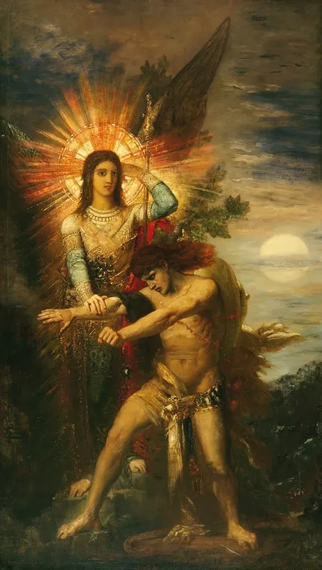 Jacob And The Angel Wall Art by Gustave Moreau - High-Resolution Digital Print