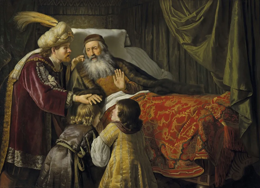 Jacob Blessing The Sons Of Joseph Wall Art by Jan Victors - High-Resolution Digital Print